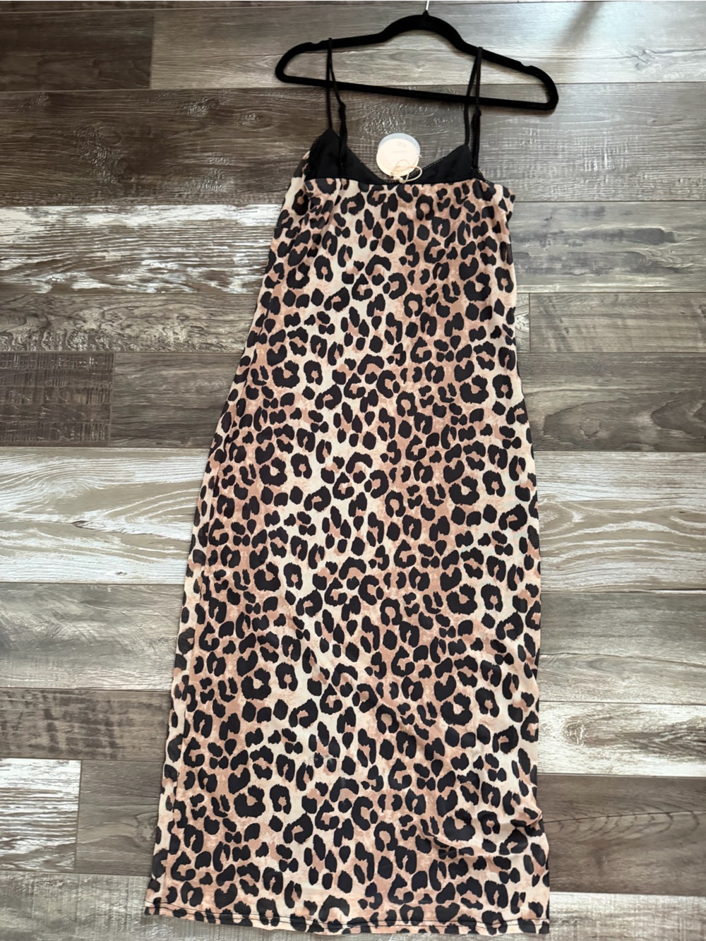 Camila Coelho Leopard Slip Maxi Dress in Black and Tan - Picture 3 of 4